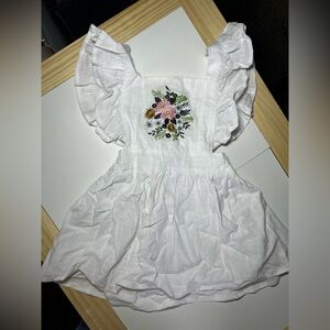 Source Unknown White Dress with Floral Embroidery